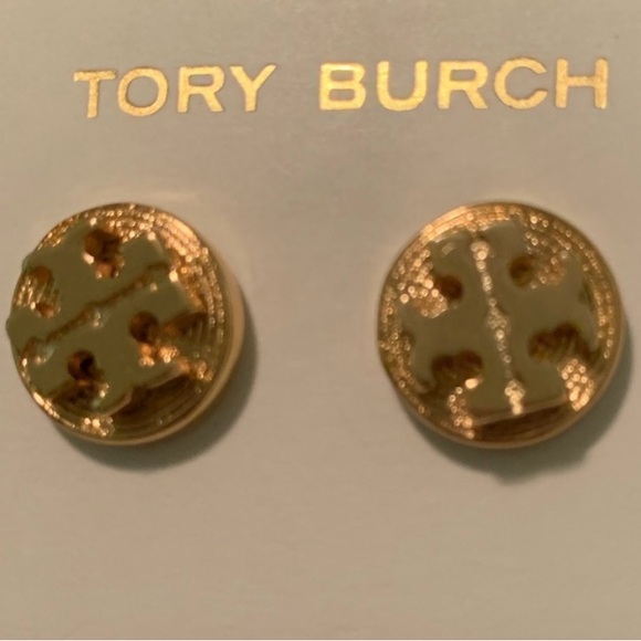 Tory Burch gold logo Disc stud earrings - Picture 5 of 9